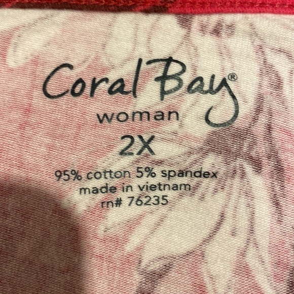 L womens Coral Bay pink floral 3/4 sleeve stretch plus size 2X - Picture 3 of 3